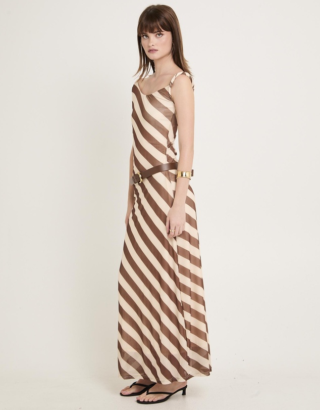 Alice In The Eve - Mesh Stripe Maxi Dress