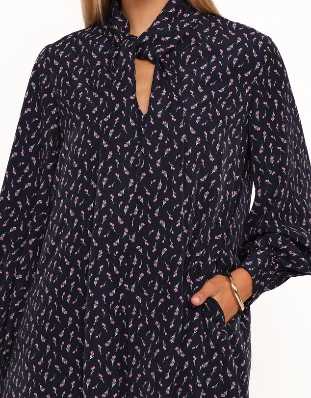 Petal & Pup - Baylie Long Sleeve Mini Dress - Navy Tulip Floral