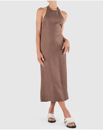 Amelius - Santa Cruz Linen Halterneck Dress