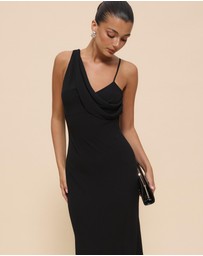 Revibe - Repaired CHANCERY Elly Asymmetric Draped Cowl Maxi Dress - AU 8