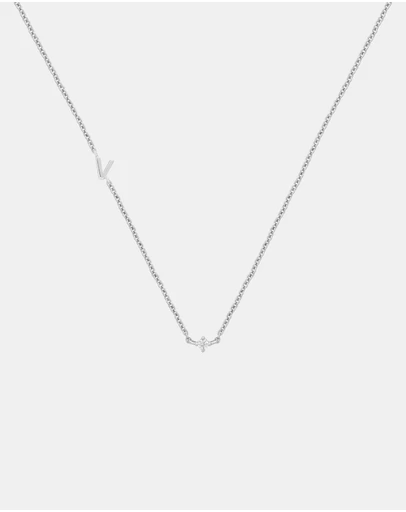 YCL  - Petite Initial Necklace V - Sterling Silver