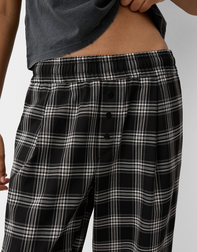 Bershka - Straight Fit Plaid Pants