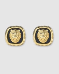GUESS - Lion King Earrings - Gold Tone & Black