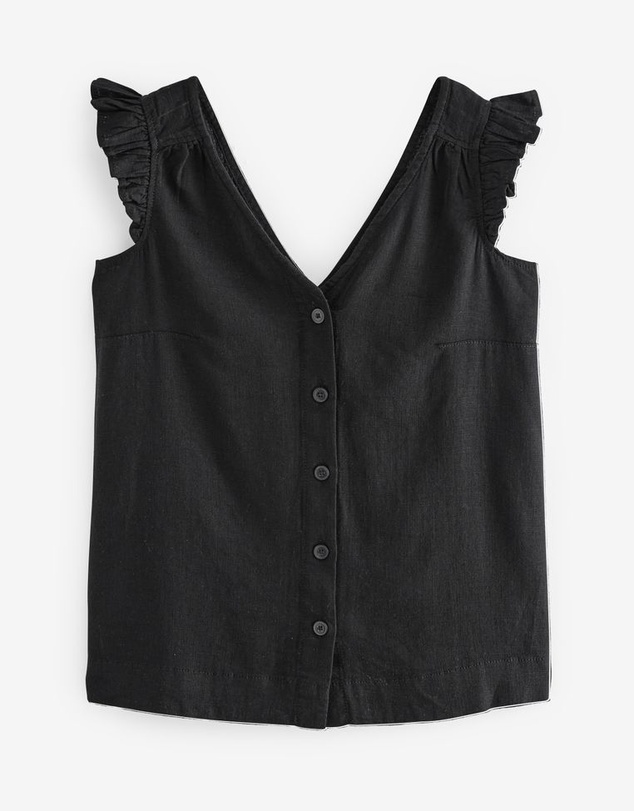 NEXT - Linen Blend Ruffle Sleeve Top