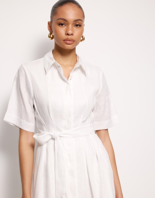 AERE - Orien Tuck Waist Linen Shirt Dress