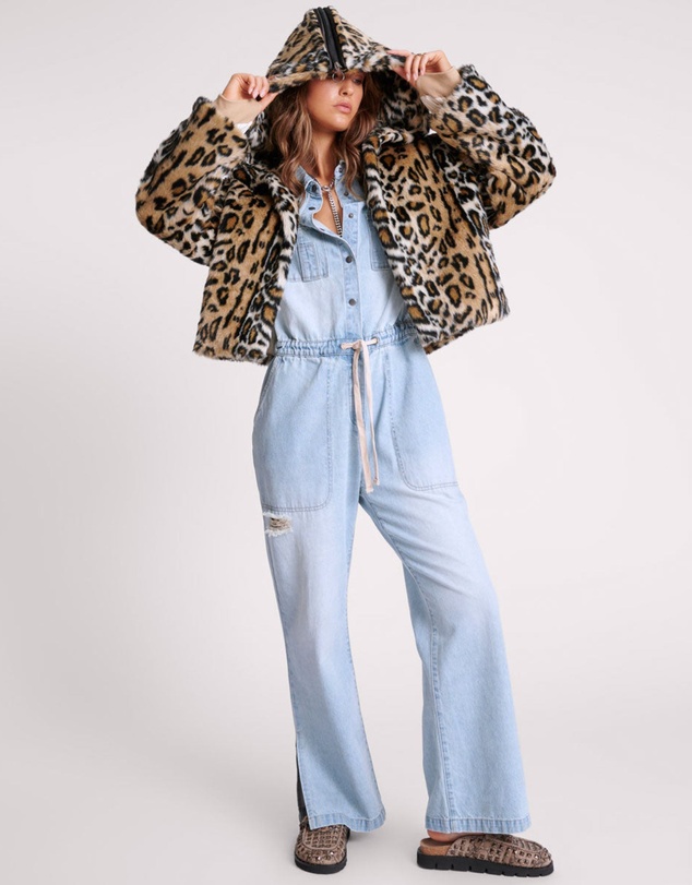 ONE TEASPOON - Faux Leopard Split Hood Jacket