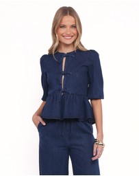 Petal & Pup - Charlotte Chambray Top - Mid Dark
