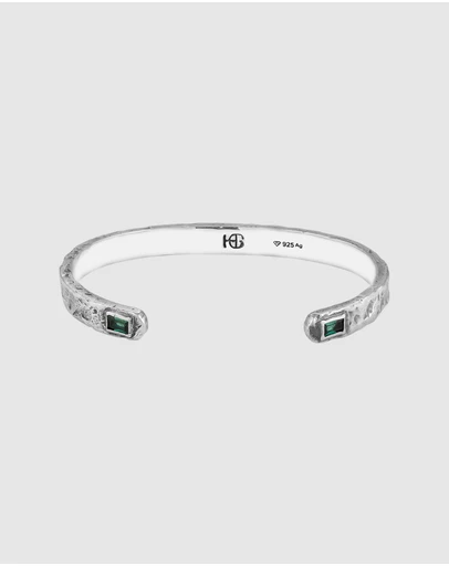 Haze & Glory - ICONIC EXCLUSIVE - Bracelet Men Emerald Heritage Bangle 925 Sterling Silver