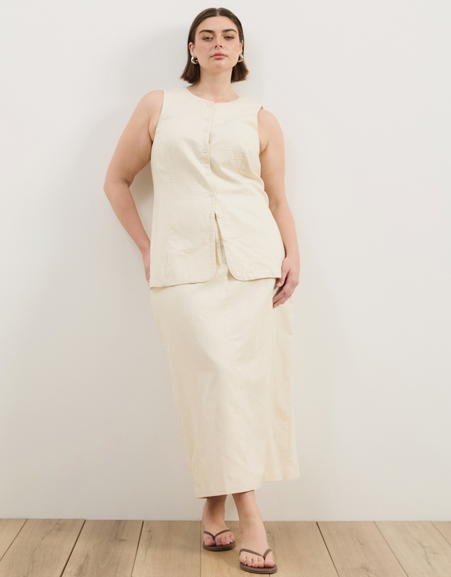Atmos&Here Curvy - Heidi Linen Longline Vest