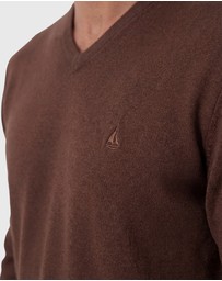 Coast Clothing - V-Neck Cotton Jumper - Chocolate