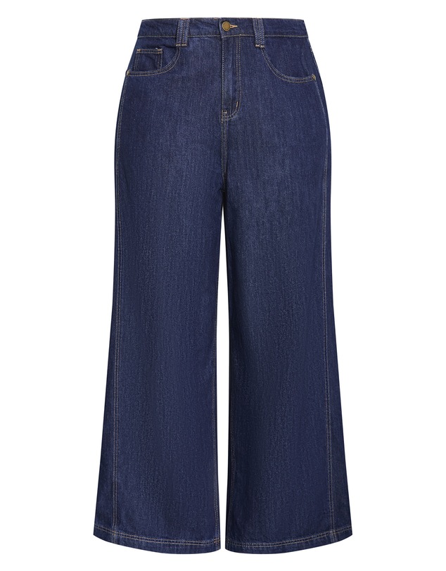 City Chic - Plus size Harley Fit Lucia Wide Leg Short Jean - dark wash