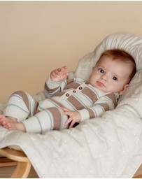 Bebe by Minihaha - Alvin Stripe Organic Knitted Rompers - Babies