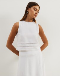 Atmos&Here - Linen Blend Lace Trim Top