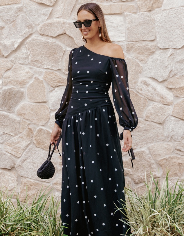 Petal & Pup - Levine Maxi Dress - Black Polka Dot