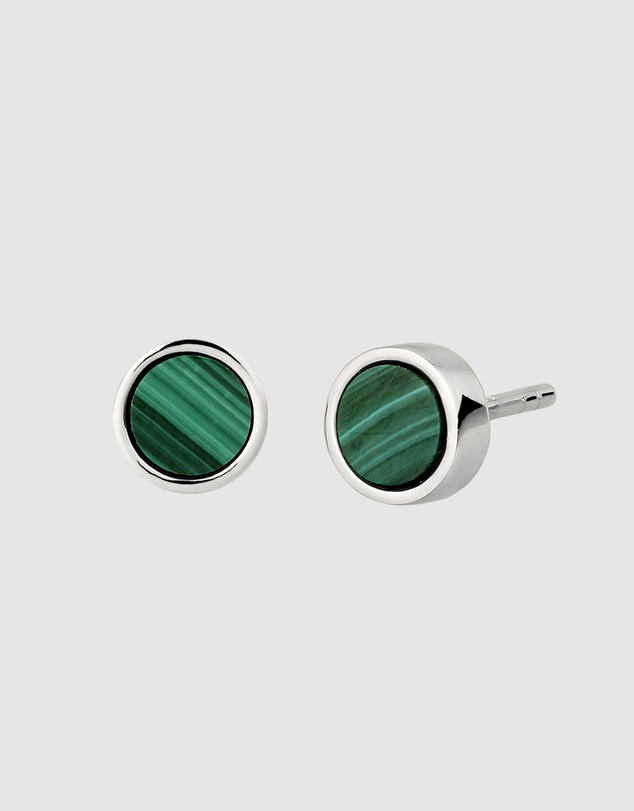 Kuzzoi - ICONIC EXCLUSIVE - Malachite Stud Earrings in 925 Silver