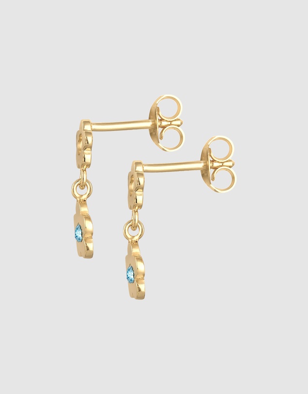 Elli Jewelry - Crystal Floral Kids Stud Earrings in Gold-Plated 925 Silver