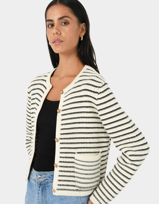 Forcast - Hollis Texture Stripe Cardigan