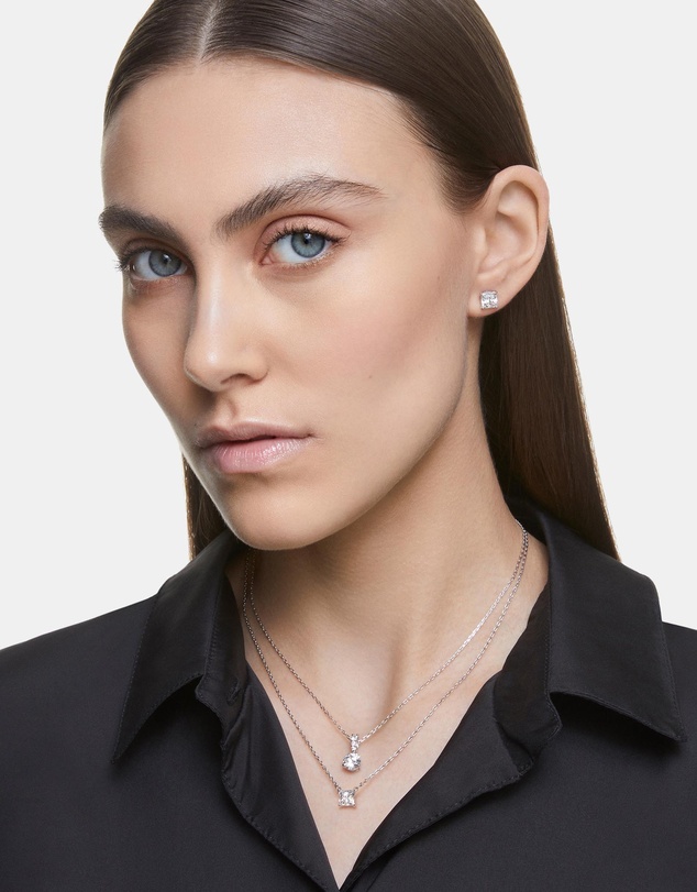 Swarovski - Stilla pendant, Round cut, White, Rhodium plated