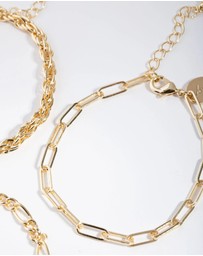 Lovisa - Gold Statement Mixed Chain Pack Bracelet