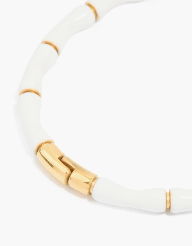 Lovisa - Waterproof Gold Plated Stainless Steel White Enamel Bamboo Bangle