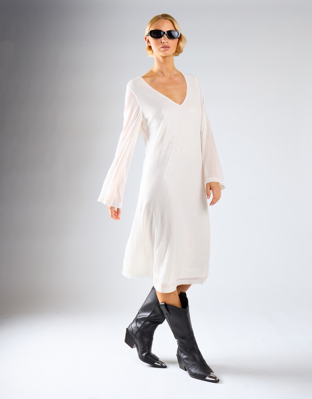 Glamorous - V neck long sleeves midi dress