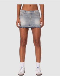 EDIKTED - Priyanka Distressed Denim Mini Skirt