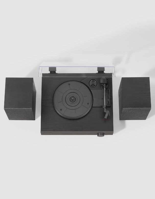Crosley - Crosley Zane 3-Speed Bluetooth Vinyl Record Player Turntable, with Matching Stereo Speakers - Black