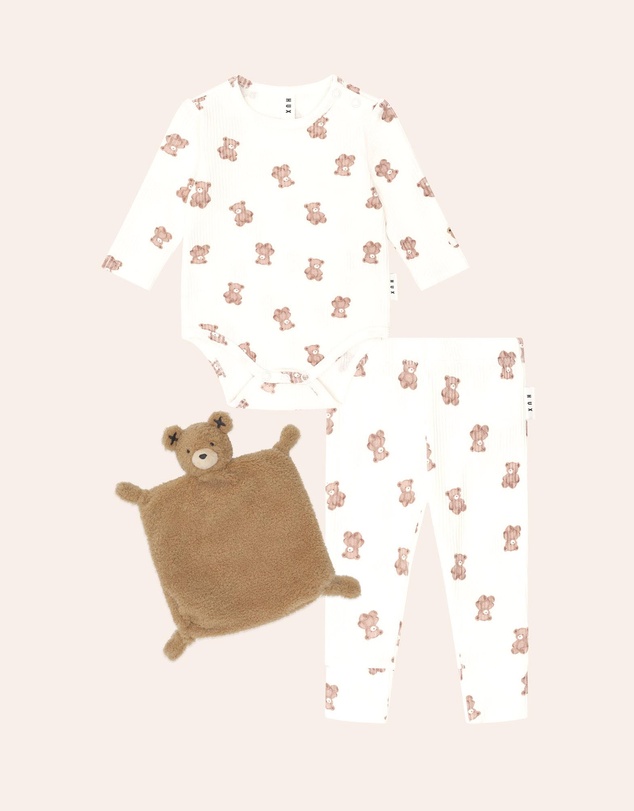 Huxbaby - 3-Piece Beary Snuggly Newborn Gift Set - Babies-Kids