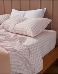 Sheet Society - Leo Washed Cotton Gingham Full Sheet Set