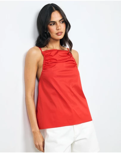AERE - Zara Ruched Poplin Top