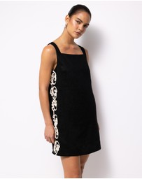 AERE - Quinn Embroidered Linen Mini Dress