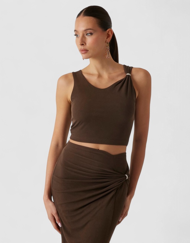 GUESS - Aimee Short Sleeve Jewel Draped Top