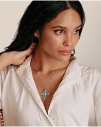 THOMAS SABO - THOMAS SABO Cross Pendant with Turquoise Zirconia Stones