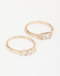 Lovisa - Gold Plated Dainty Rectangle Ring Pack