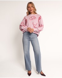 Petal & Pup - Jax Western Knit Sweater - Pink