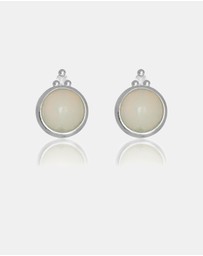 Georgini - Natural Opal And Two Natural Diamond October Silver Earrings