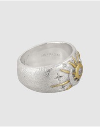 Kuzzoi - ICONIC EXCLUSIVE - Ring Male Sun Moon Zirconia White 925 Sterling Silver Gold Plated