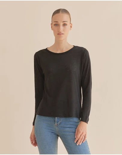 Amelius - Priya Long Sleeve Linen Jersey Top
