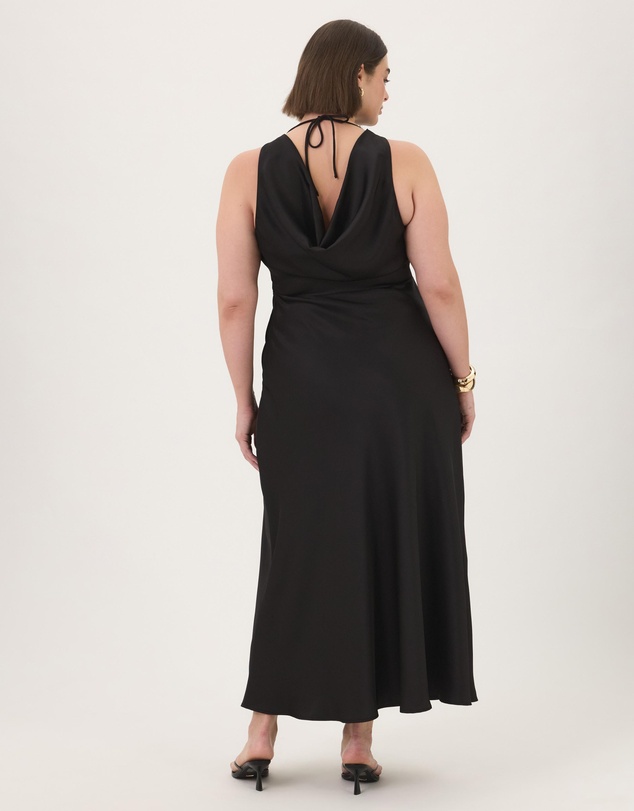 Atmos&Here Curvy - Amelie Satin Draped Back Maxi Dress