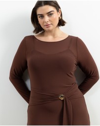 Atmos&Here Curvy - Dani Long Sleeve Mesh Midi Dress
