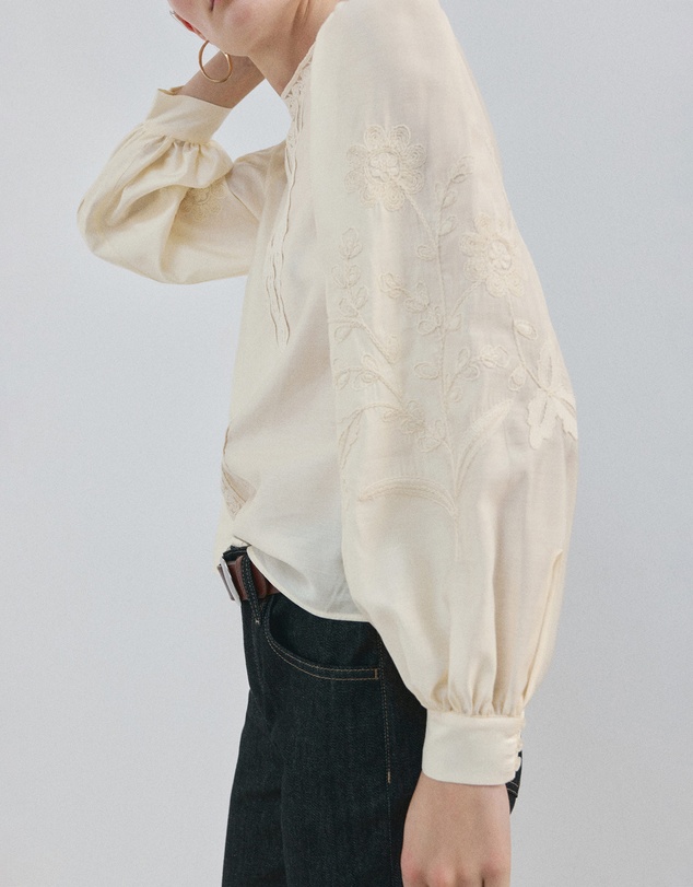 M.N.G - Cotton Blouse With Floral Embroidery