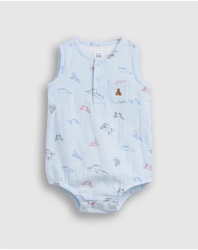 GAP - Sleeveless Henley Gauze Bodysuit - Babies