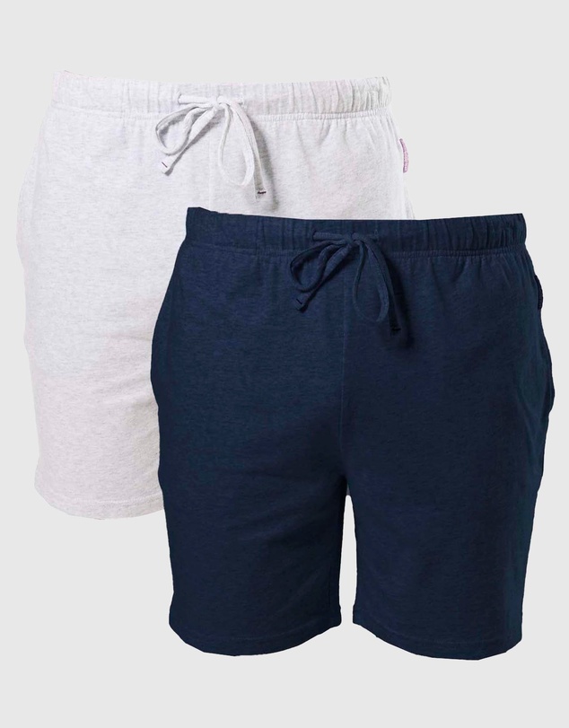Mitch Dowd - Classic Slim Leg Cotton Knit Sleep Short 2 Pack - Navy & Grey Marle