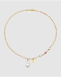 Elli Jewelry - Necklace Rhodonite 925 Sterling Silver Gold-Plated