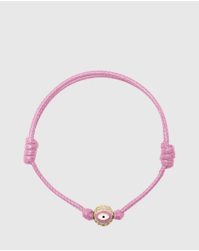 Nialaya Jewellery - Pink Evil Eye String Bracelet