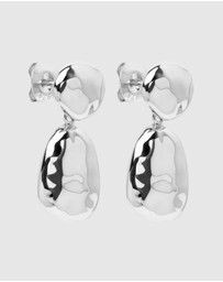 Najo - Double Pebblet Silver Stud Earrings