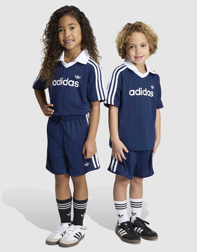 adidas Originals - Loose Polo Pinstripe Shorts Tee Set - Kids