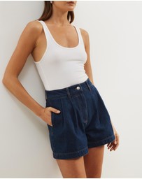 Atmos&Here - Devon Pleated Denim Shorts