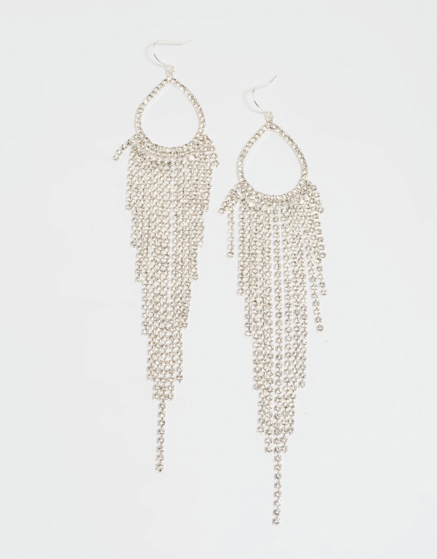 Lovisa - Silver Diamante Fringe Drop Earrings