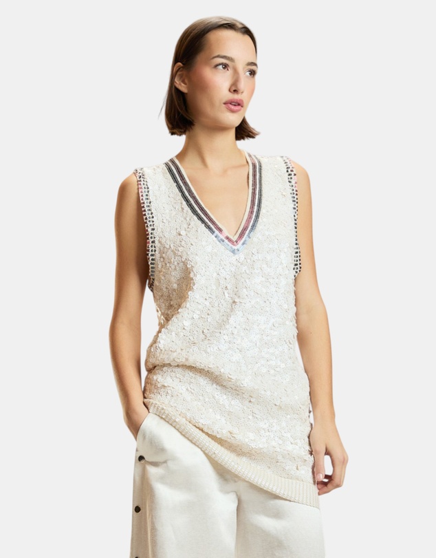 Cynthia Rowley - Sequin V-Neck Mini Knit Dress